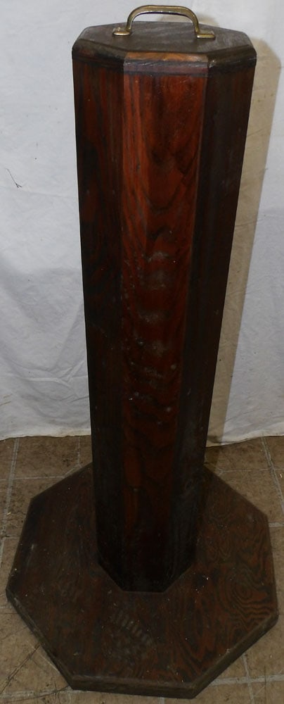 Pine Bench Made Octagonal Decorative Pedestal: Pine Bench Made Octagonal Decorative Pedestal. 38 1/2" H 20" Dia "ALL DESCRIPTIONS AND ANY CONDITION STATEMENT GIVEN BY LANGSTON AUCTION GALLERY ARE STRICTLY OPINIONS AND LANGSTON'S SHALL HAVE NO RESP