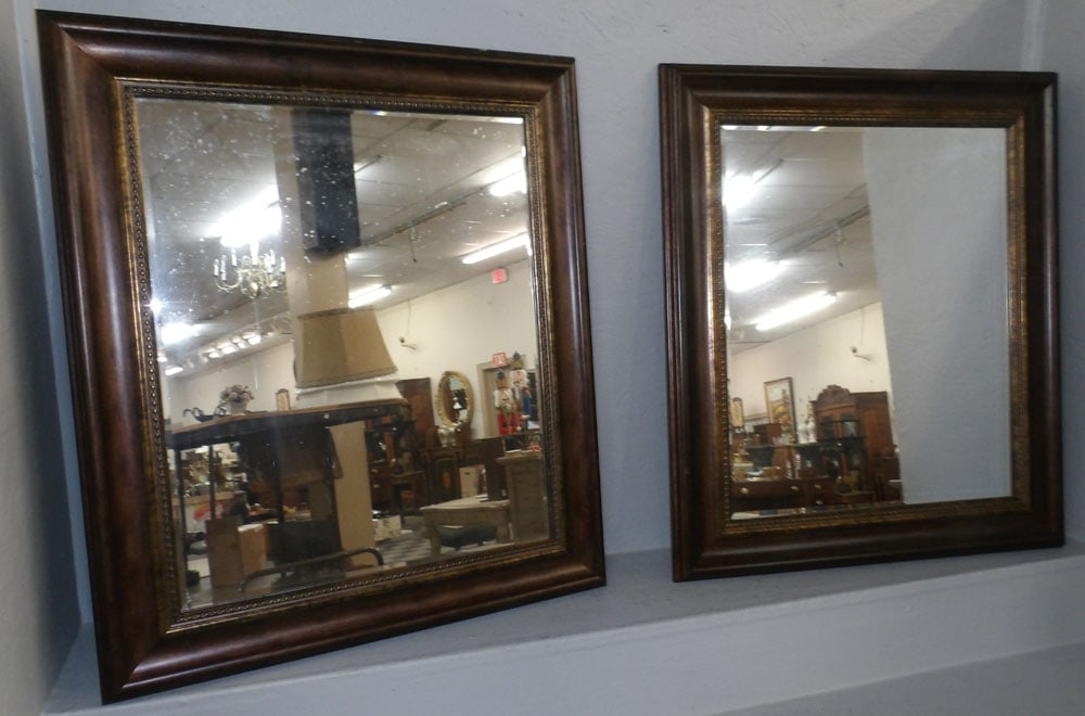 Pair Framed Beveled Mirrors (1 of 3)