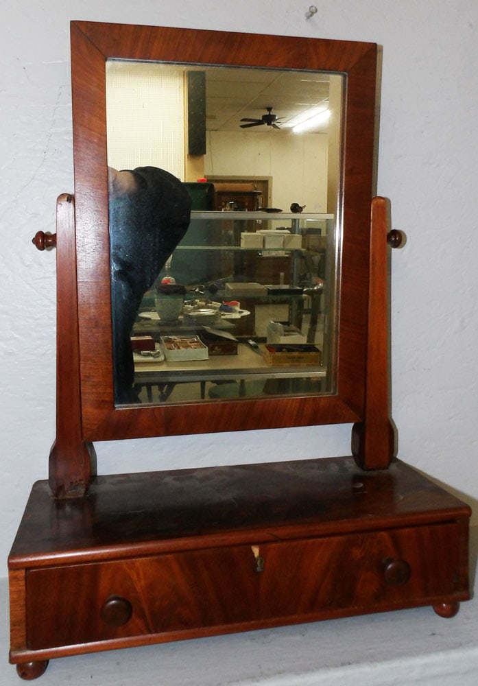 Antique Mahogany Shaving Mirror (1 of 6)