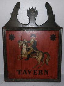 Painted Wood Tavern Sign with Washington on Horseback