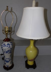 Two Painted Porcelain Oriental Vases Made Into Lamps