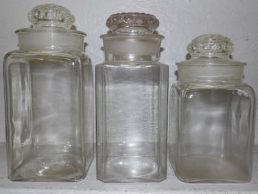 Three Glass Apothecary Jars