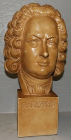 Painted Ceramic Bust of Bach