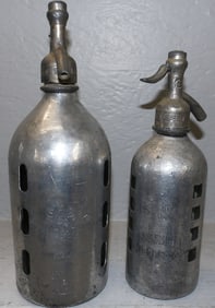 Two Aluminum & Glass Soda Bottles