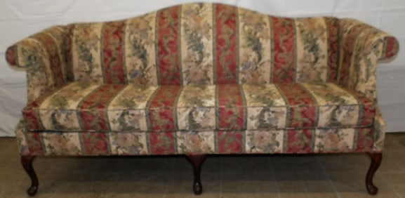Upholstered Camel Back Sofa