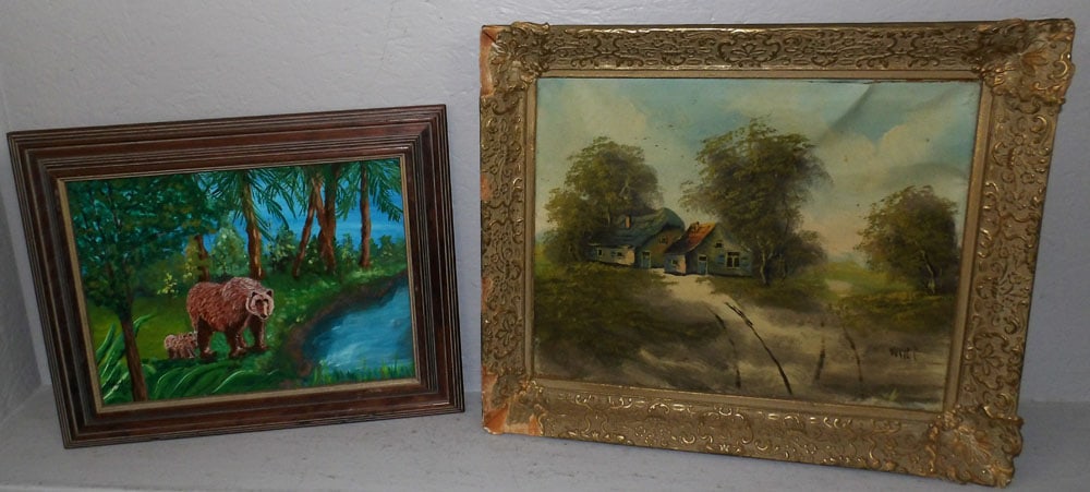 Framed Oil on Board & Framed Oil on Canvas, Both Artist Signed: Framed Oil on Board & Framed Oil on Canvas, Both Artist Signed. Up to 20 1/2" x 24 1/2" "ALL DESCRIPTIONS AND ANY CONDITION STATEMENT GIVEN BY LANGSTON AUCTION GALLERY ARE STRICTLY OPINIONS AND LANGST
