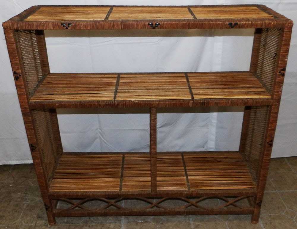 Mid Century Modern Rattan Shelf (1 of 3)