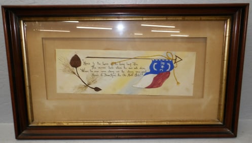 Antique Walnut Shadowbox Frame Watercolor