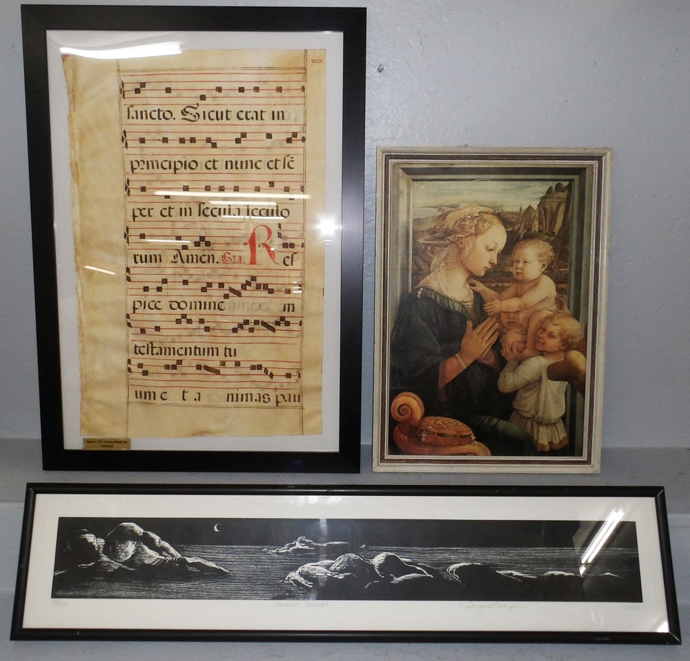 Three Framed Prints: Three Framed Prints . Up to 8 1/2" x 36 1/2" "ALL DESCRIPTIONS AND ANY CONDITION STATEMENT GIVEN BY LANGSTON AUCTION GALLERY ARE STRICTLY OPINIONS AND LANGSTON'S SHALL HAVE NO RESPONSIBILITY FOR ERROR