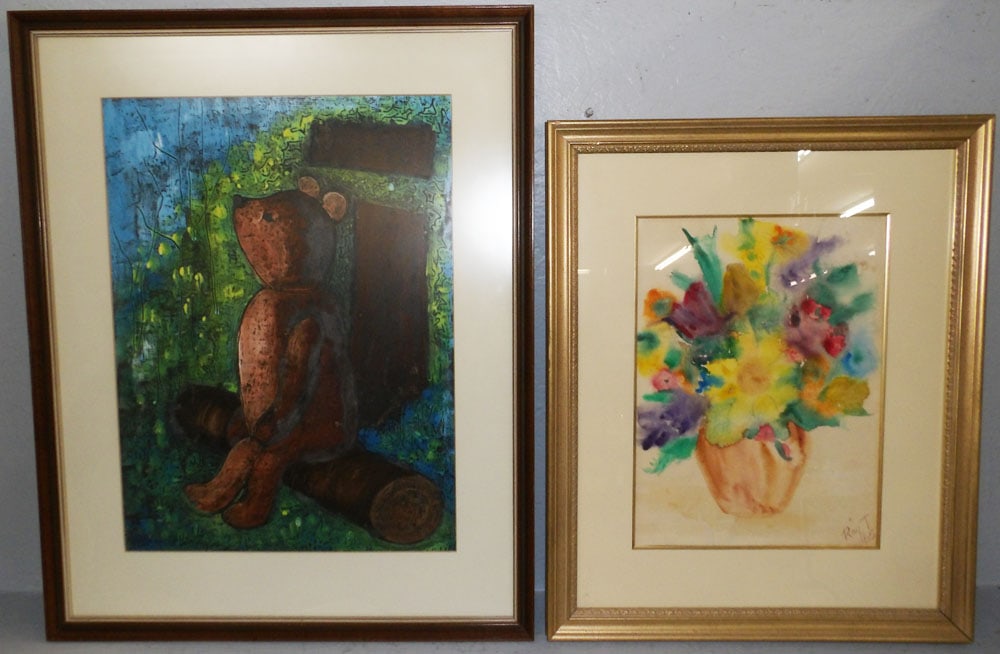 Framed Print & Watercolor, Both Signed: Framed Print & Watercolor, Both Signed. Up to 29 3/4" x 23 3/4 "ALL DESCRIPTIONS AND ANY CONDITION STATEMENT GIVEN BY LANGSTON AUCTION GALLERY ARE STRICTLY OPINIONS AND LANGSTON'S SHALL HAVE NO RESPON