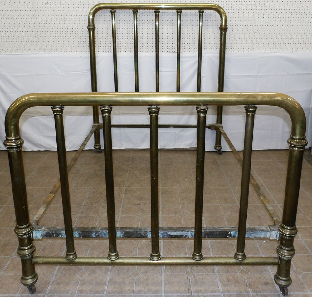 Antique Brass Full Size Bed with Rails (1 of 10)