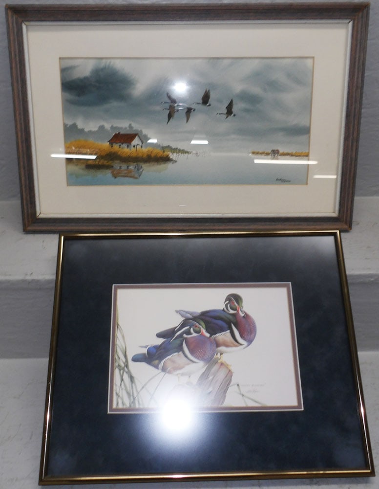 Framed Watercolor & Framed Print: Framed Watercolor & Framed Print. Up to 12 3/4" x 20" "ALL DESCRIPTIONS AND ANY CONDITION STATEMENT GIVEN BY LANGSTON AUCTION GALLERY ARE STRICTLY OPINIONS AND LANGSTON'S SHALL HAVE NO RESPONSIBILITY 