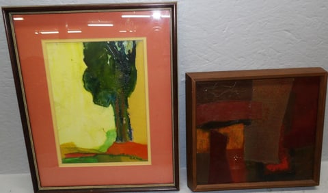 Two Framed Acrylic Collages