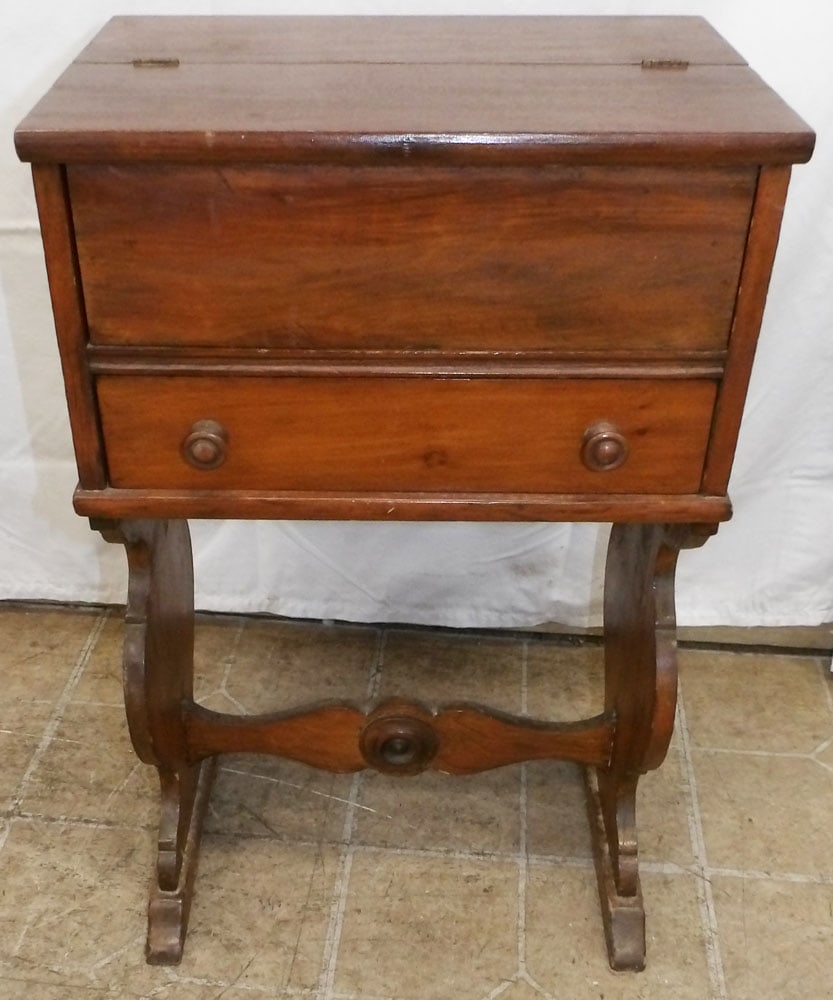 Walnut One Drawer Lift Top Stand (1 of 5)