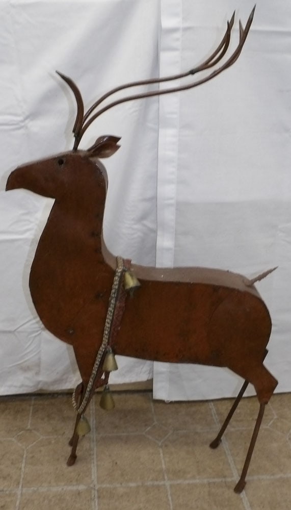 Metal Deer Statue with Brass Sleigh Bells (1 of 3)
