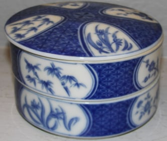 Oriental Blue & White Porcelain Double Stacking Dish