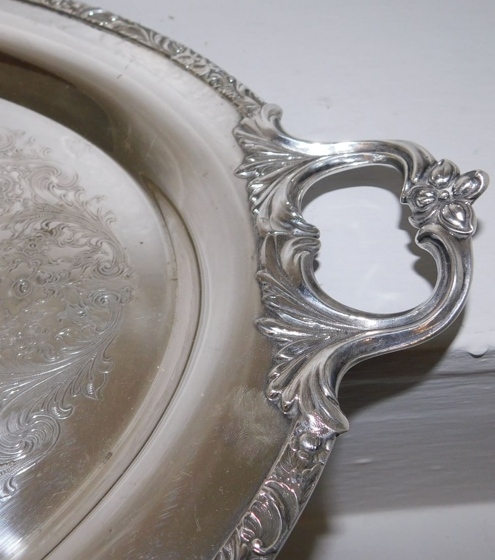 Oval Silverplated Serving Tray by Wilcox - 2