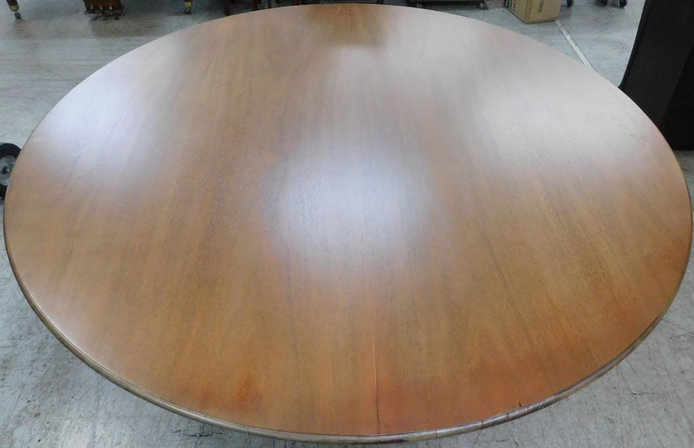 Large Mahogany One Pedestal Round Dining Table by Kittinger with Brass Paw Casters (1 of 11)