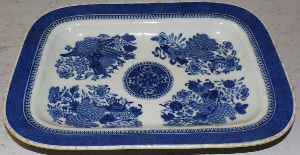 Antique Blue & White Chinese Fitzhugh Square Bowl (1 of 3)