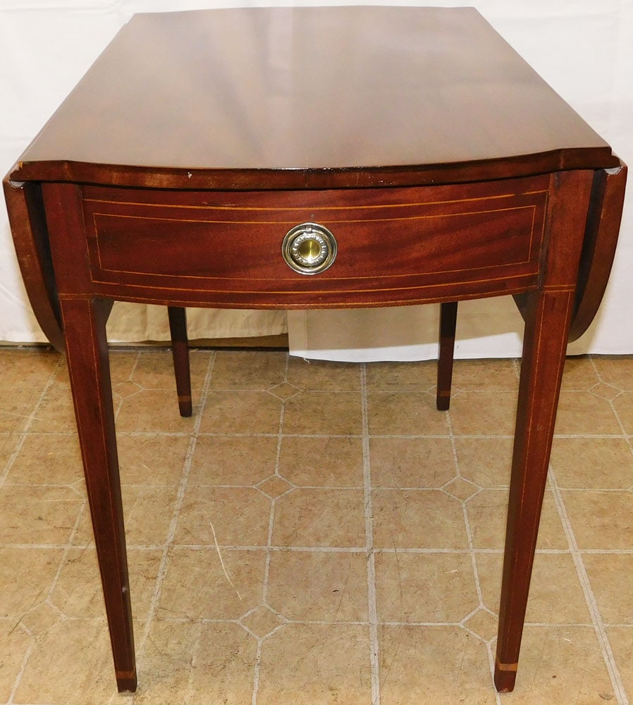 19th Century Mahogany Inlay Drop Leaf Table With One Drawer (1 of 6)