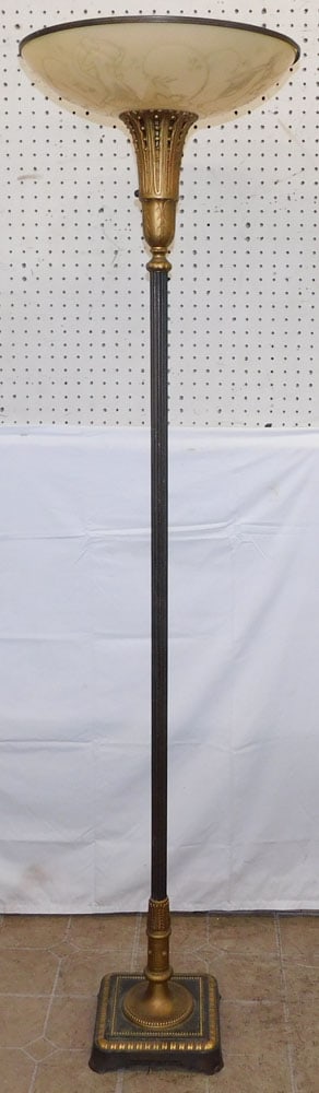 Mid Century Modern Painted Metal & Glass Shade Floor Lamp (1 of 4)