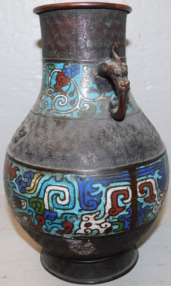 Antique Oriental Champleve Vase - 2