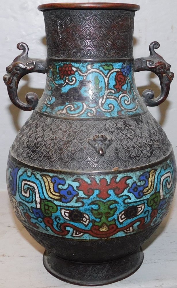Antique Oriental Champleve Vase - 3