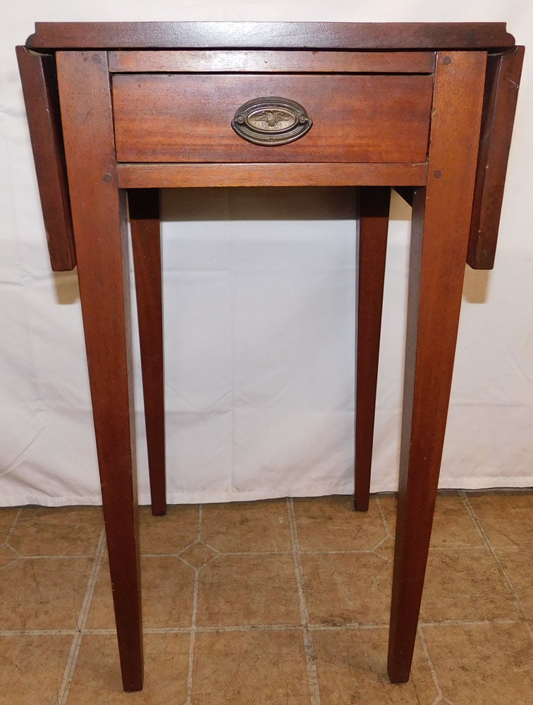 Bench Made Walnut Drop Leaf Stand with One Drawer (1 of 13)