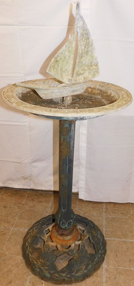 Cast Aluminum Nautical Bird Bath On Cast Iron Base (1 of 6)