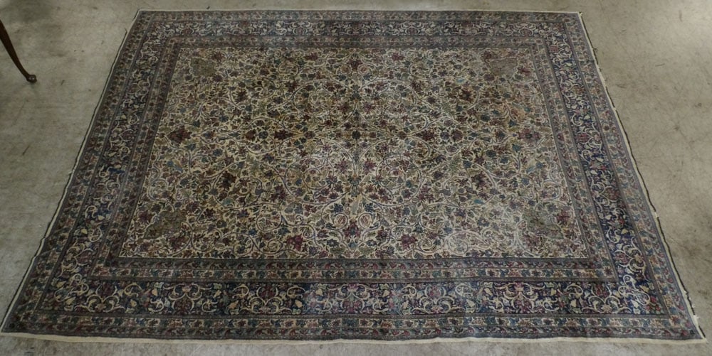 11' 9" X 8' 10" Antique Kerman: 11' 9" X 8' 10" Antique Kerman. , "ALL DESCRIPTIONS AND ANY CONDITION STATEMENT GIVEN BY LANGSTON AUCTION GALLERY ARE STRICTLY OPINIONS AND LANGSTON'S SHALL HAVE NO RESPONSIBILITY FOR ERRORS OR