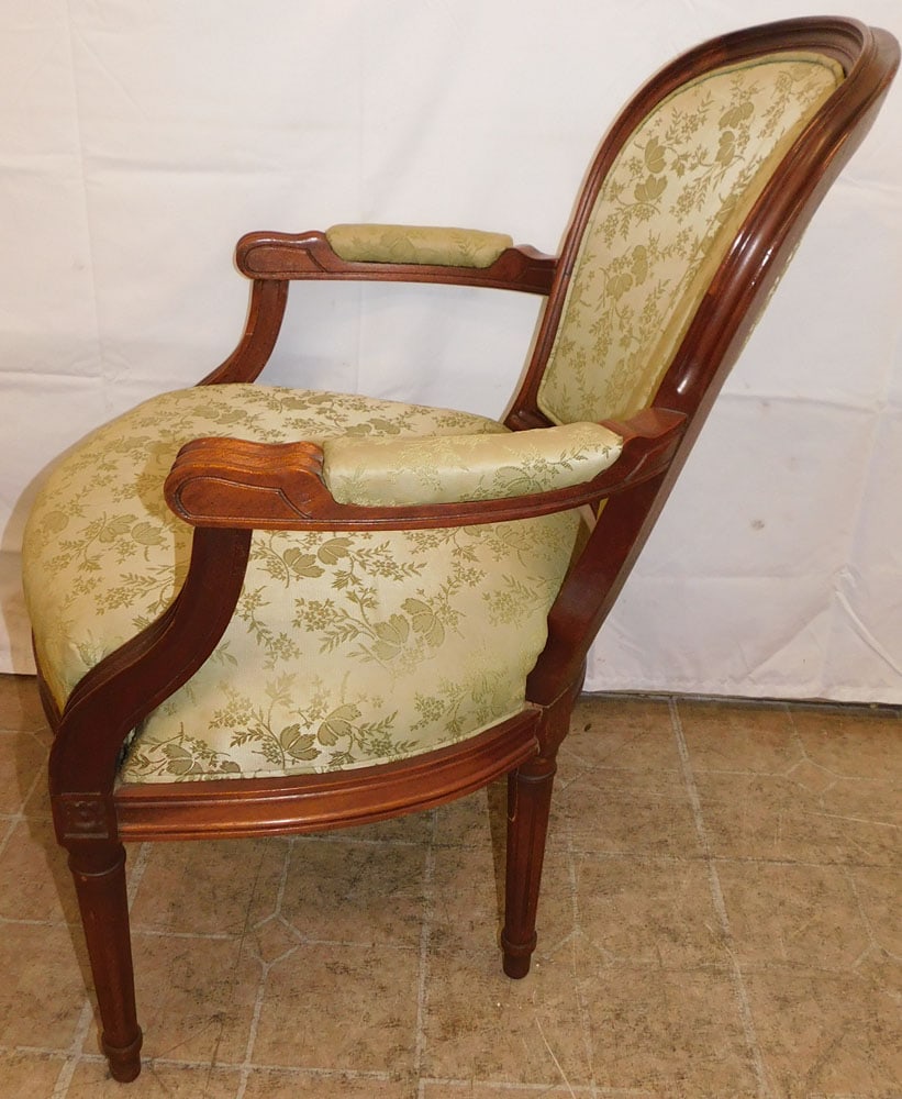 Walnut Silk Upholstered Fauteuil - 2
