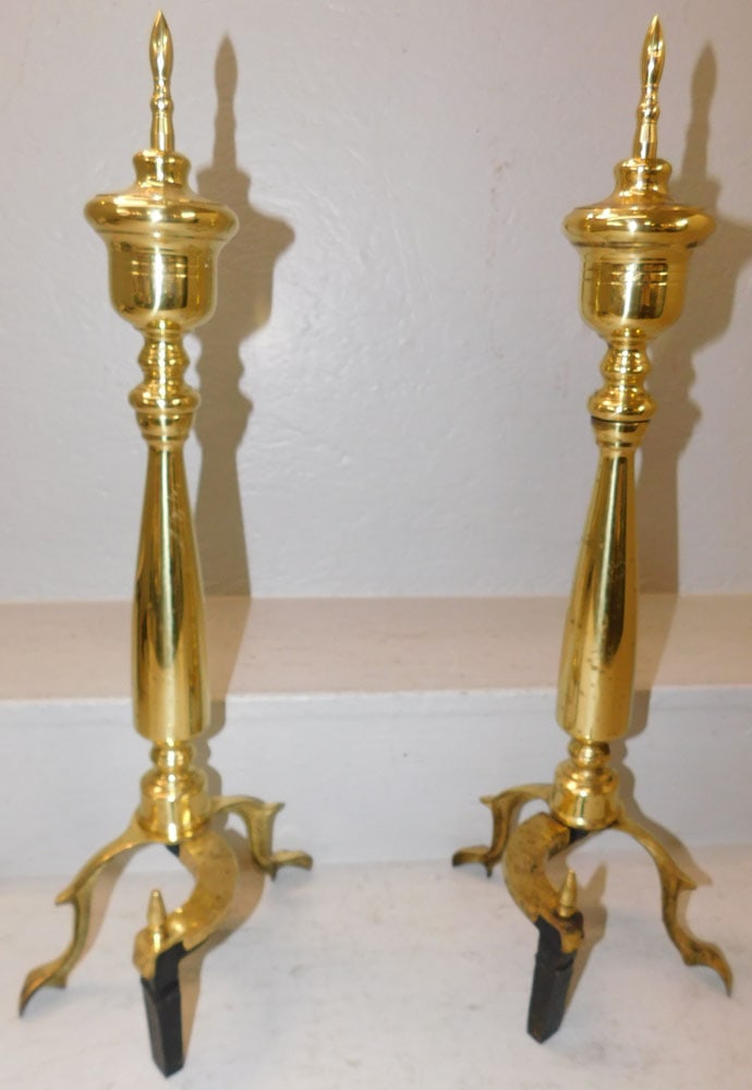 Pair Brass Andirons - 2