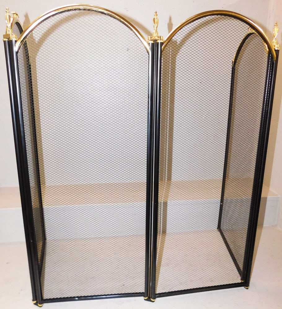Brass Mesh Folding Fire Screen (1 of 4)