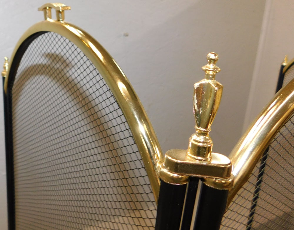 Brass Mesh Folding Fire Screen - 2
