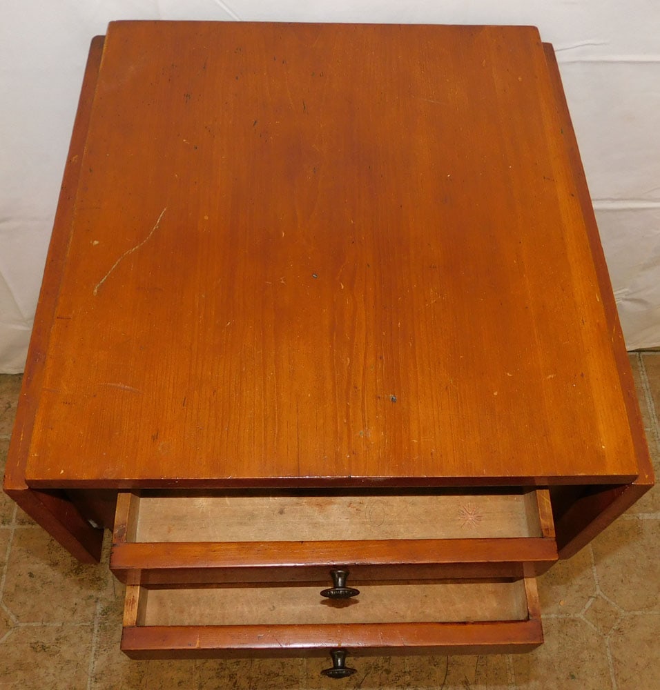 19th Century Pine Drop Leaf Two Drawer Stand - 3