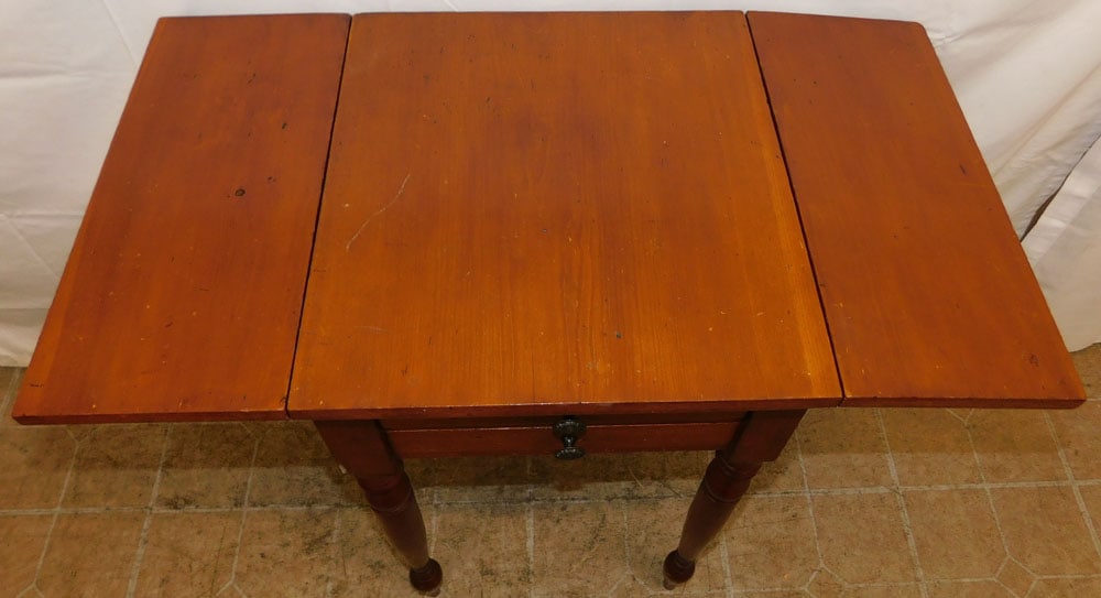 19th Century Pine Drop Leaf Two Drawer Stand - 4