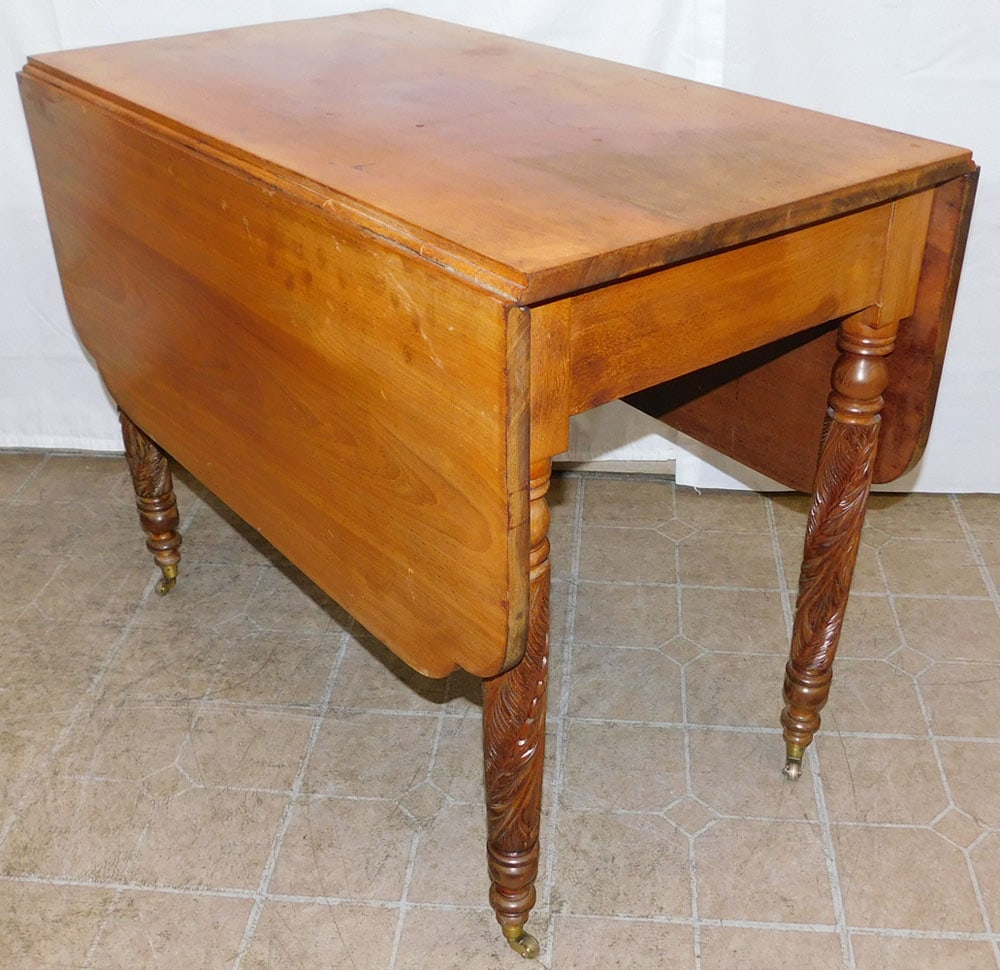 19th Century Mahogany Acanthus Leaf Carved Drop Leaf Table (1 of 5)