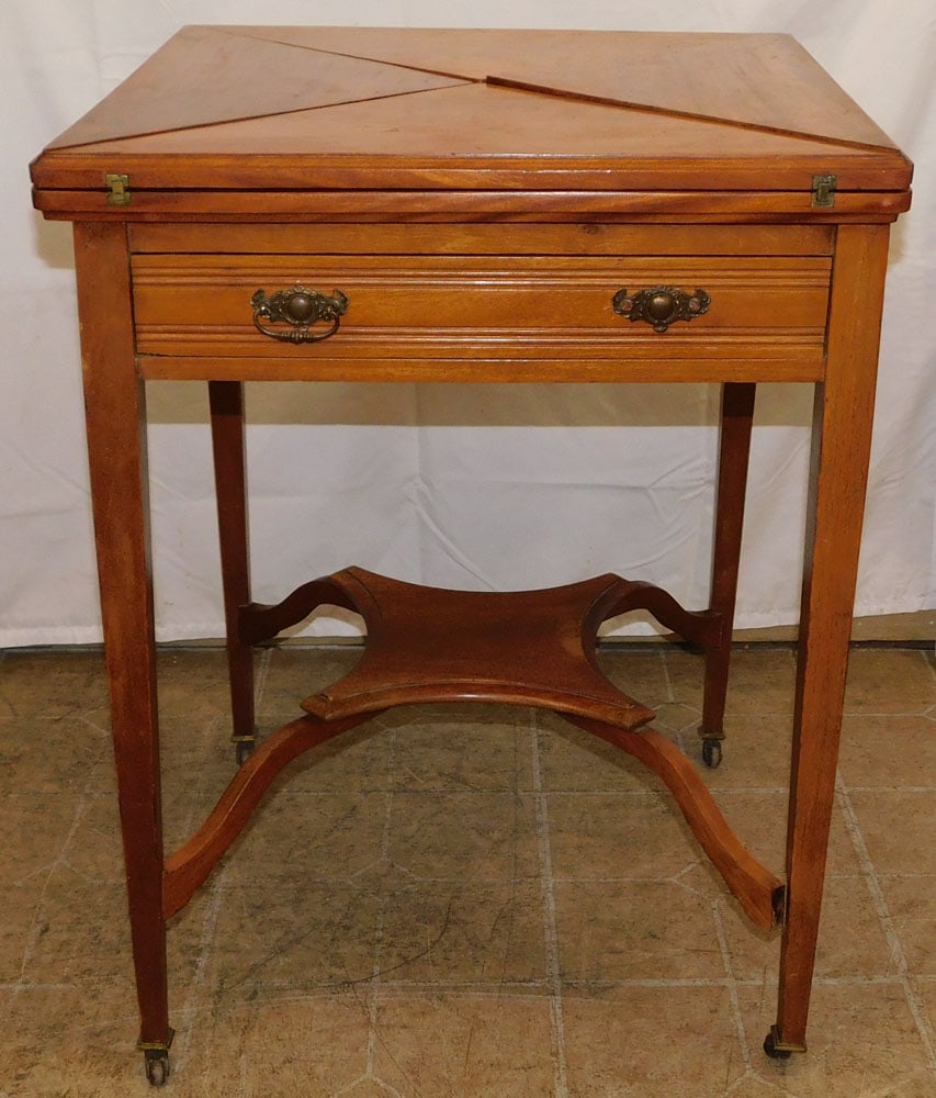 Antique Mahogany Fold Over Top Game Table (1 of 7)