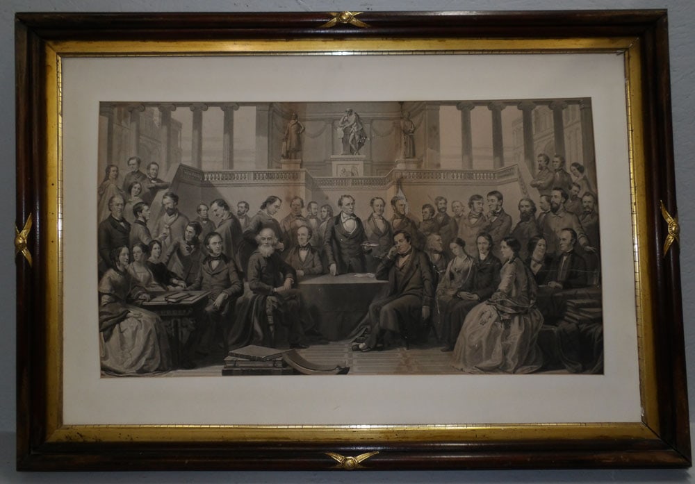 Antique Black & White Engraving in Walnut Frame - Missing Glass (1 of 11)