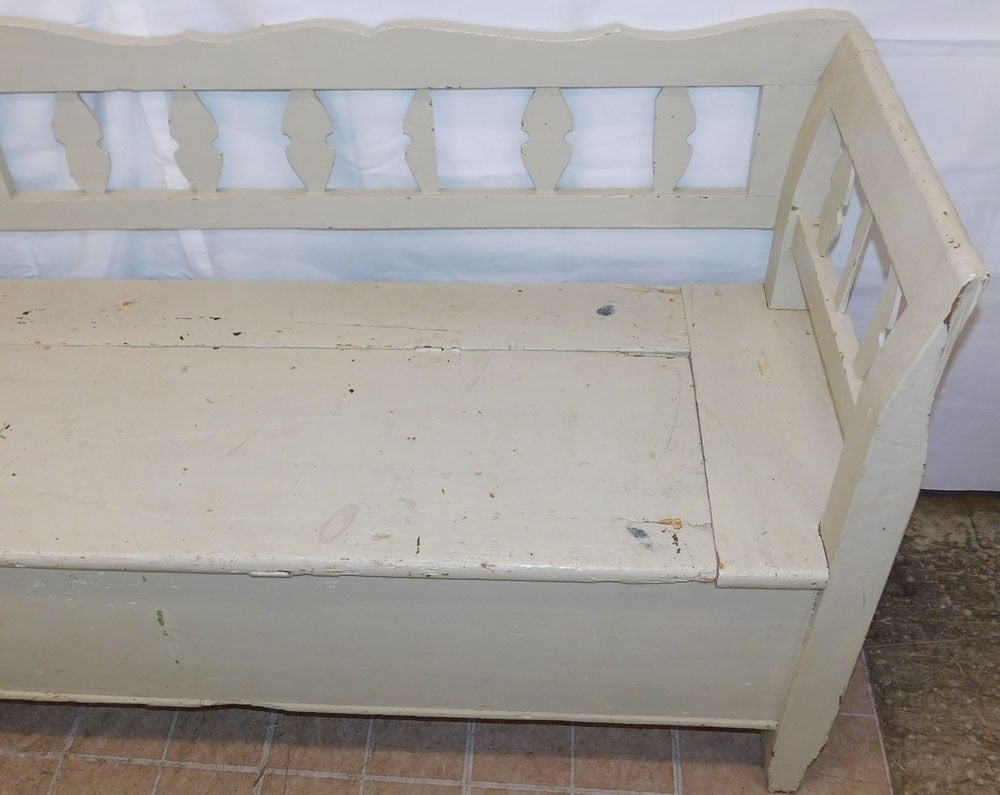 Antique Painted Pine Bench - 2