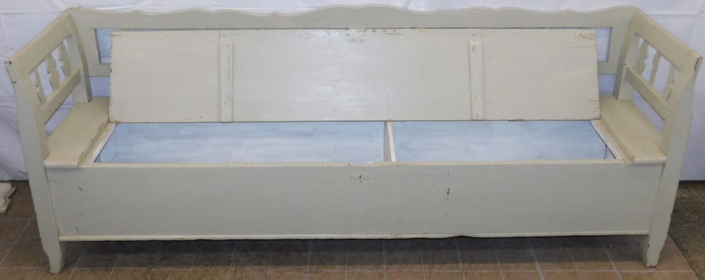 Antique Painted Pine Bench - 7