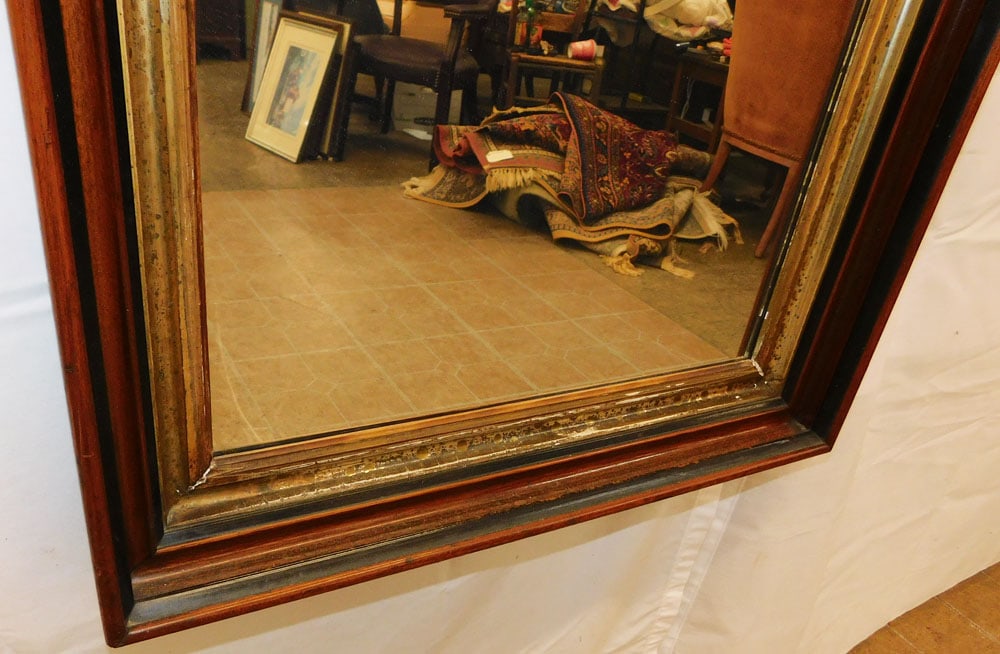 Antique Walnut Shadow Box Frame Mirror - 3