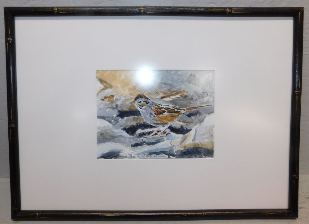 Watercolor Pencil Signed in Faux Bamboo Frame (1 of 7)