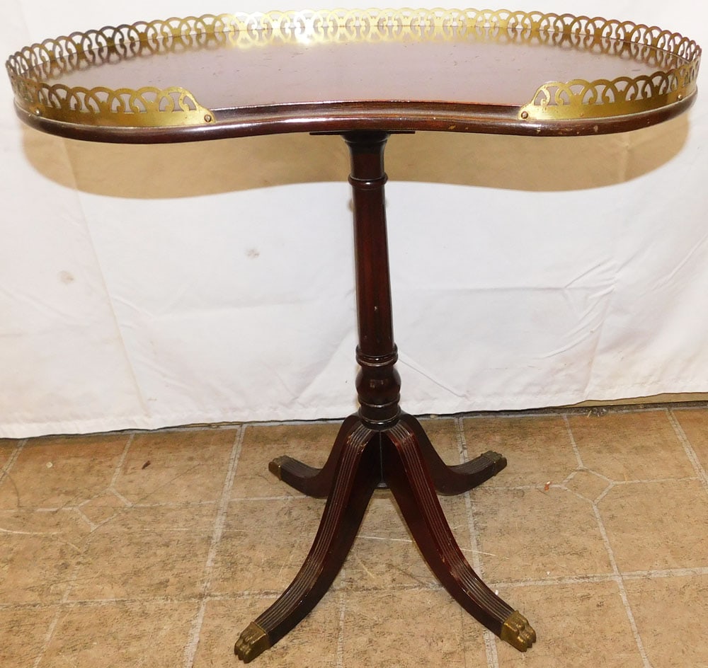 Mahogany & Brass Gallery Kidney Shaped Whisky Stand by Ferguson (1 of 6)