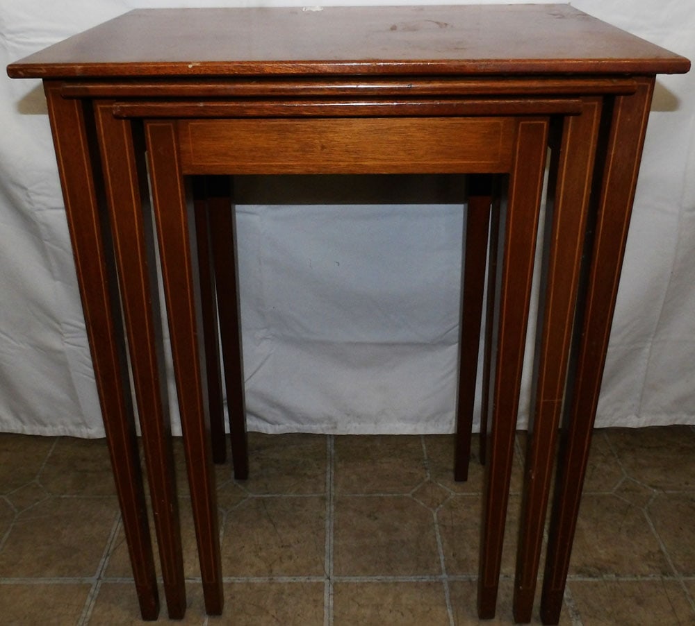Three Mahogany Inlaid Nesting Tables (1 of 7)