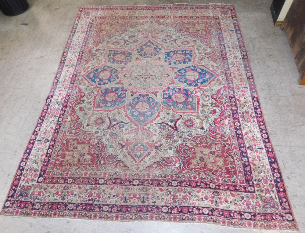 9' x 12' Antique Kerman: 9' x 12' Antique Kerman. , "ALL DESCRIPTIONS AND ANY CONDITION STATEMENT GIVEN BY LANGSTON AUCTION GALLERY ARE STRICTLY OPINIONS AND LANGSTON'S SHALL HAVE NO RESPONSIBILITY FOR ERRORS OR OMISSIONS.
