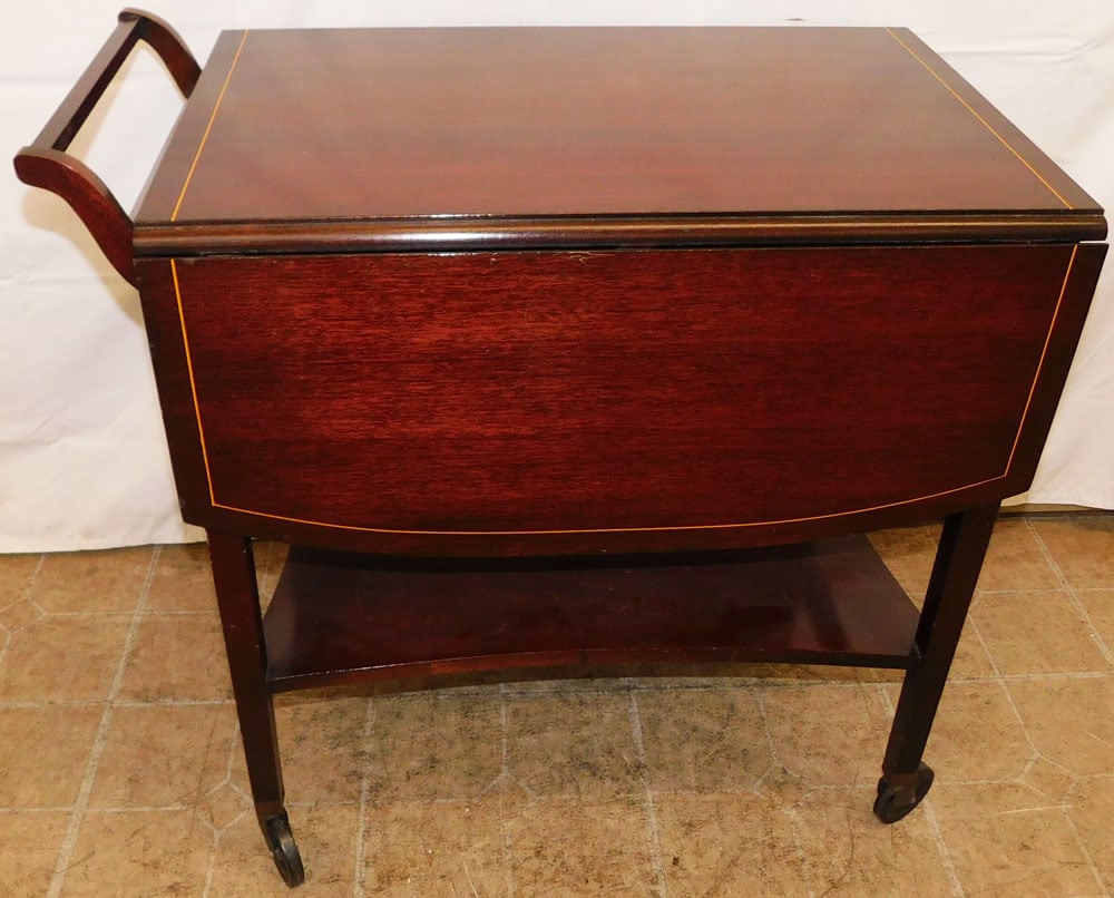 Mahogany Inlaid Rolling Cart (1 of 4)