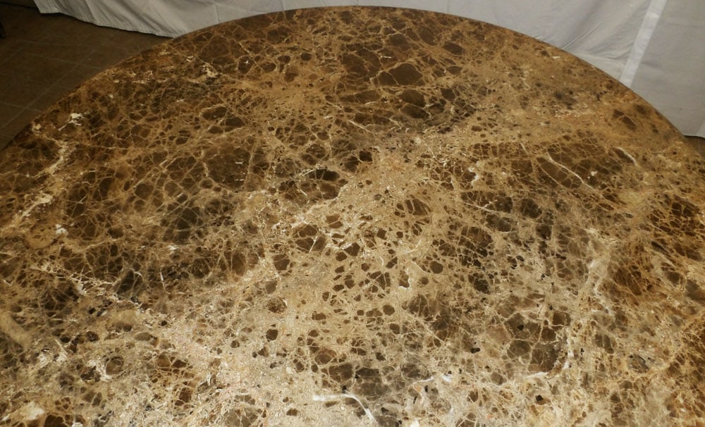 Large Round Cherry Marble Top Coffee Table - 4