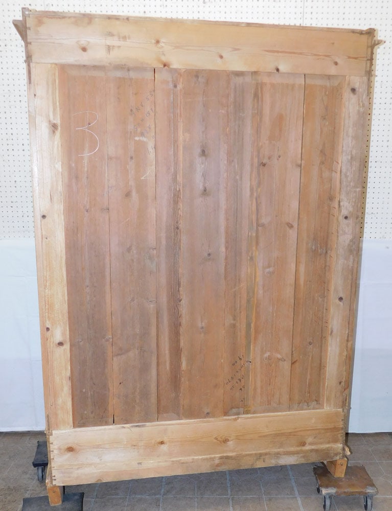 Antique Scrub Pine Two Door Wardrobe with Two Drawers: Antique Scrub Pine Two Door Wardrobe with Two Drawers. 73 1/4" H 52 1/2" W 20 1/2" D, "ALL DESCRIPTIONS AND ANY CONDITION STATEMENT GIVEN BY LANGSTON AUCTION GALLERY ARE STRICTLY OPINIONS AND