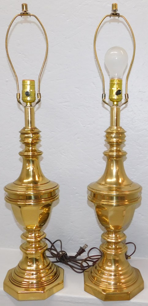 Pair of Gilded Metal Urn Lamps (1 of 2)